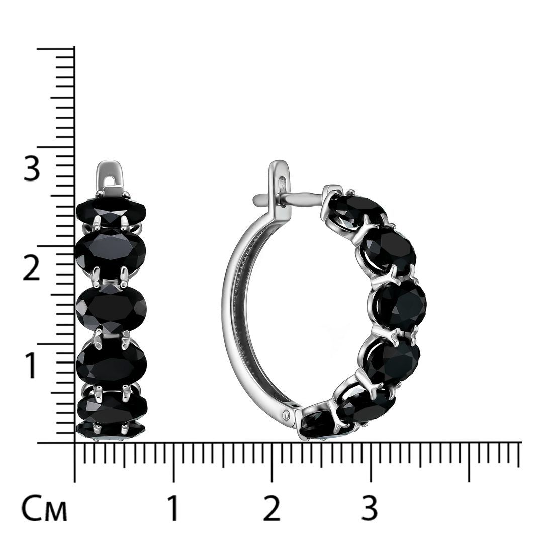 Серебряные серьги 925 пробы; вставки 12 Шпинель черн.;