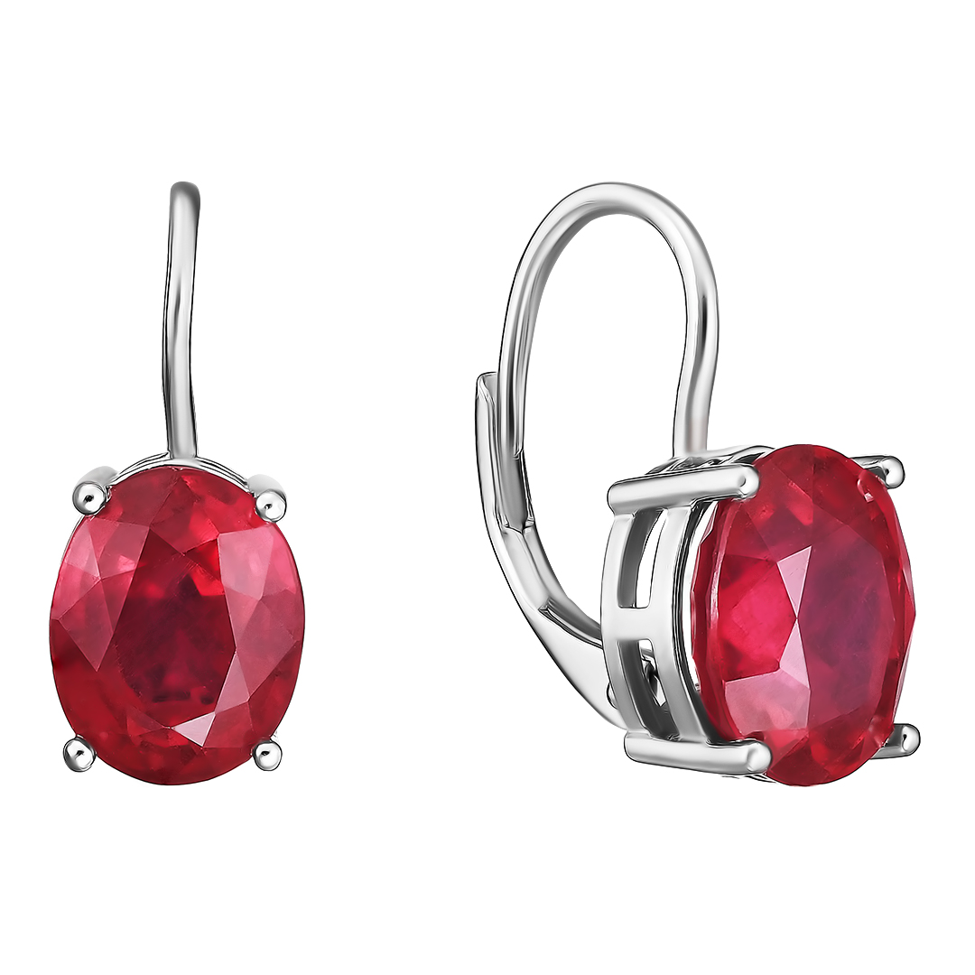Серебряные серьги 925 пробы; вставки 2 Рубин F/2 7,389 ct;