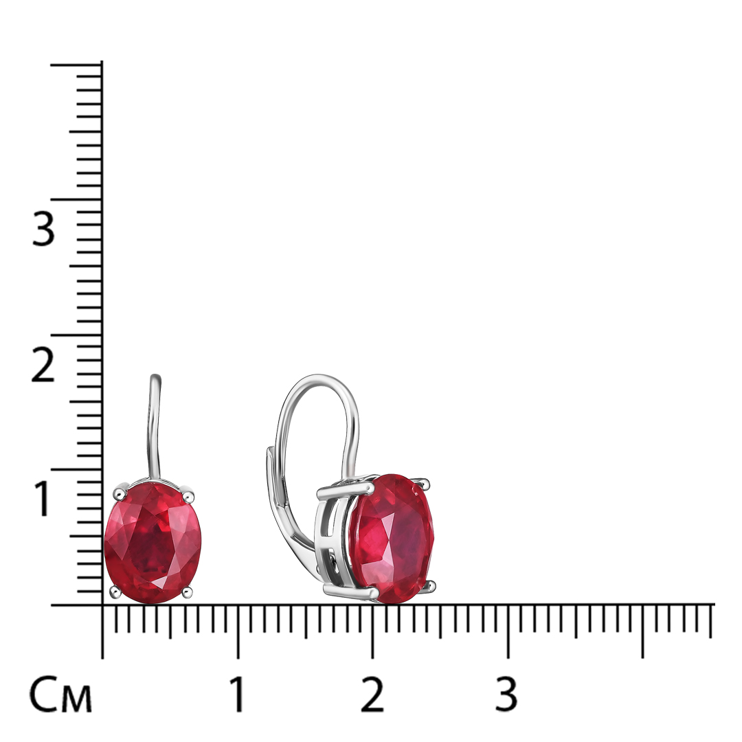 Серебряные серьги 925 пробы; вставки 2 Рубин F/2 7,389 ct;