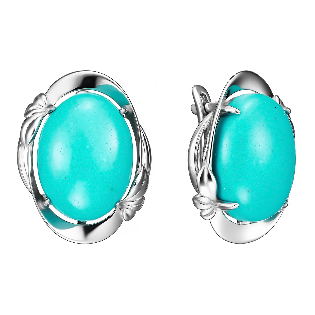 Серебряные серьги 925 пробы; вставки 2 Бирюза;