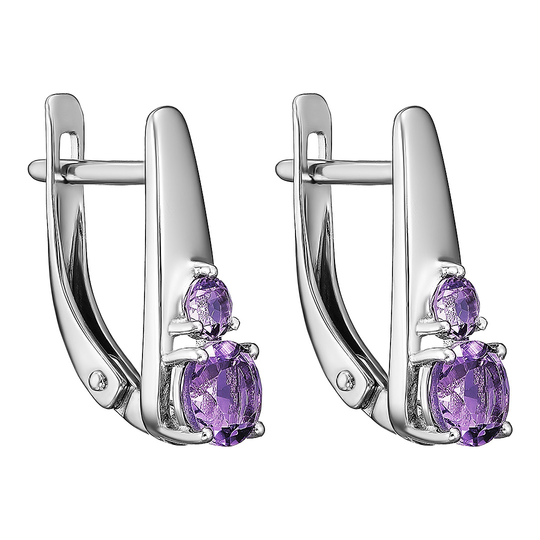Серебряные серьги 925 пробы; вставки 4 Аметист;
