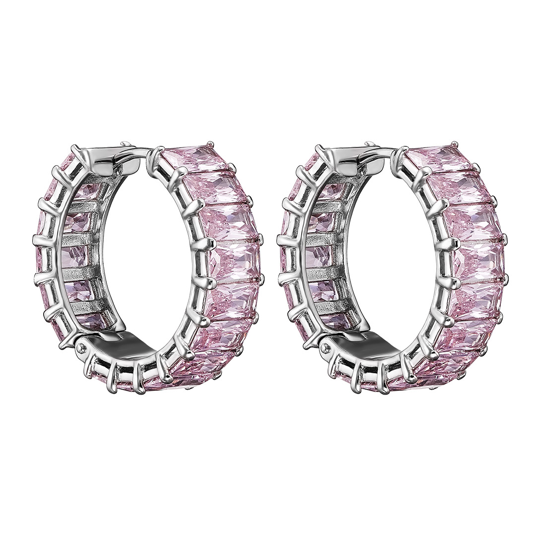 Серебряные серьги 925 пробы; вставки 32 Фианит розовый;