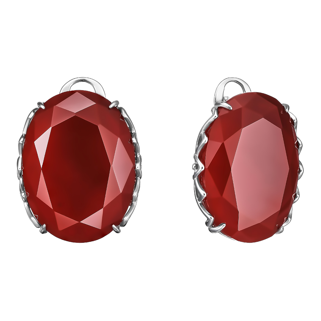 Серебряные серьги 925 пробы; вставки 2 Агат нат.;