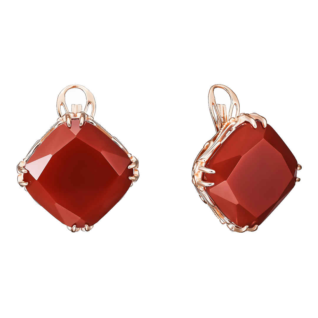 Серебряные серьги 925 пробы; вставки 2 Агат нат.;