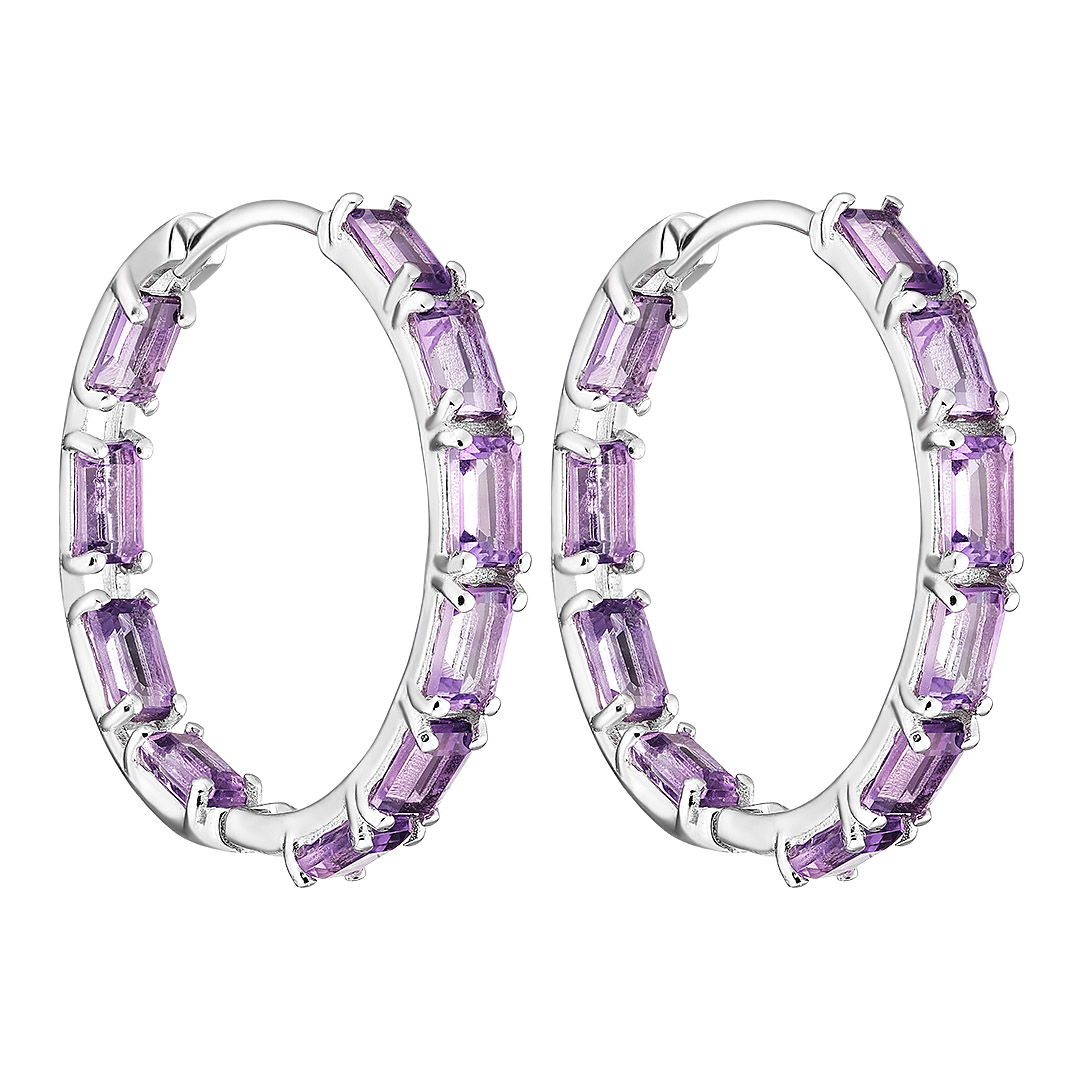 Серебряные серьги 925 пробы; вставки 20 Аметист 5,578 ct;