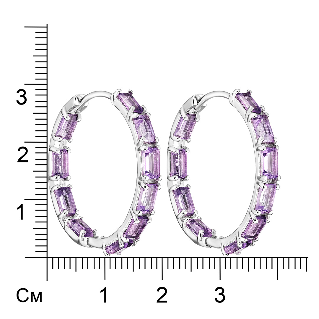 Серебряные серьги 925 пробы; вставки 20 Аметист 5,578 ct;