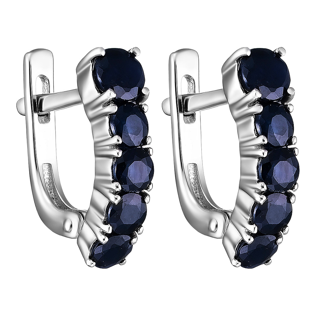 Серебряные серьги 925 пробы; вставки 10 Сапфир U/2 1,895;