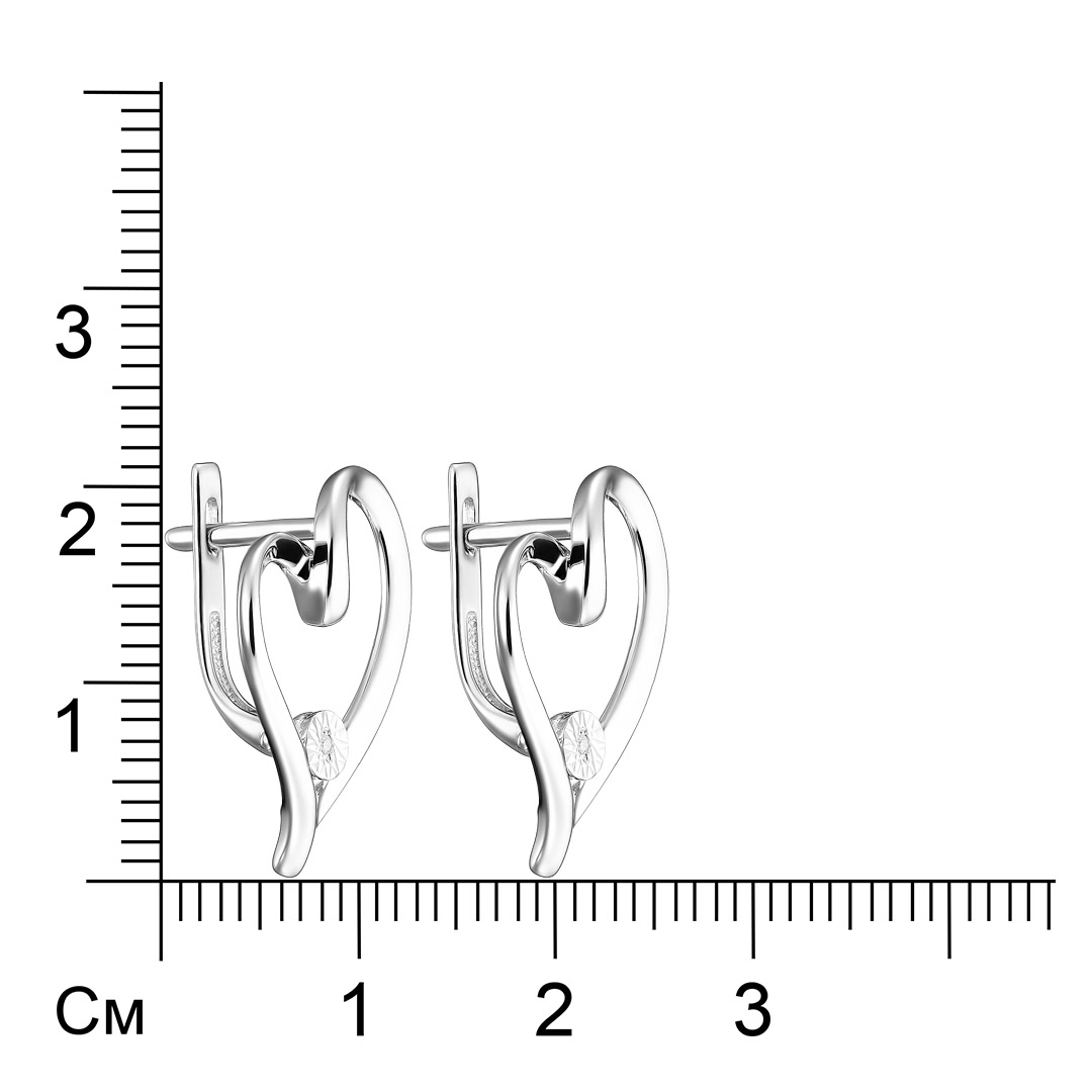 Серебряные серьги с бриллиантами "Сердца"