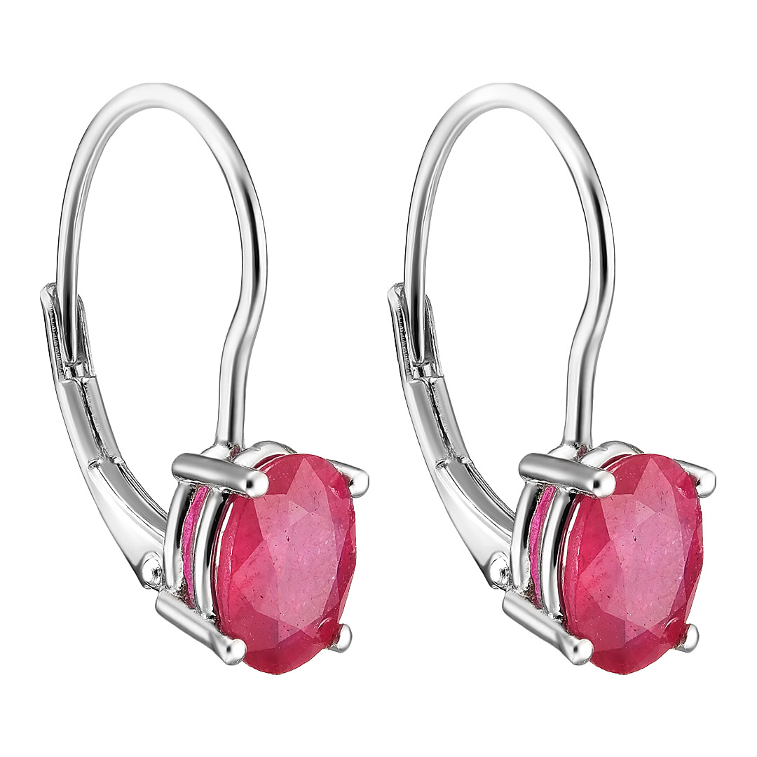 Серебряные серьги 925 пробы; вставки 2 Рубин F/2 3,284 ct;