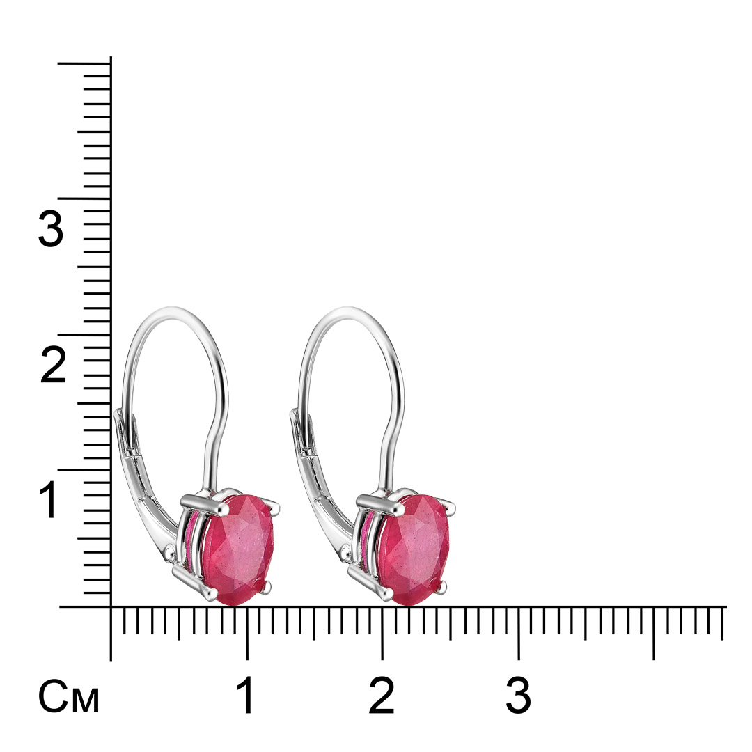 Серебряные серьги 925 пробы; вставки 2 Рубин F/2 3,284 ct;