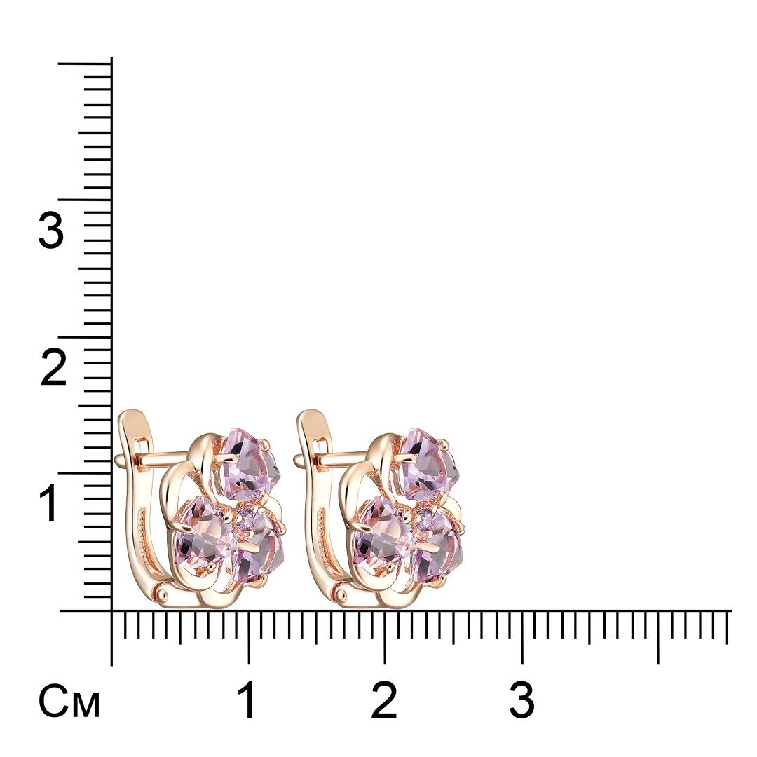 Серебряные серьги 925 пробы; вставки 6 Аметист; 2 Фианит фиолетовый;