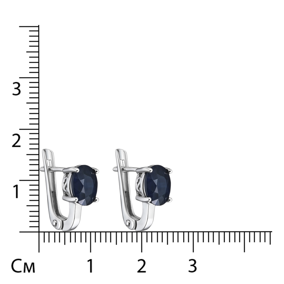 Серебряные серьги 925 пробы; вставки 2 Сапфир U/2 3,044 ct;
