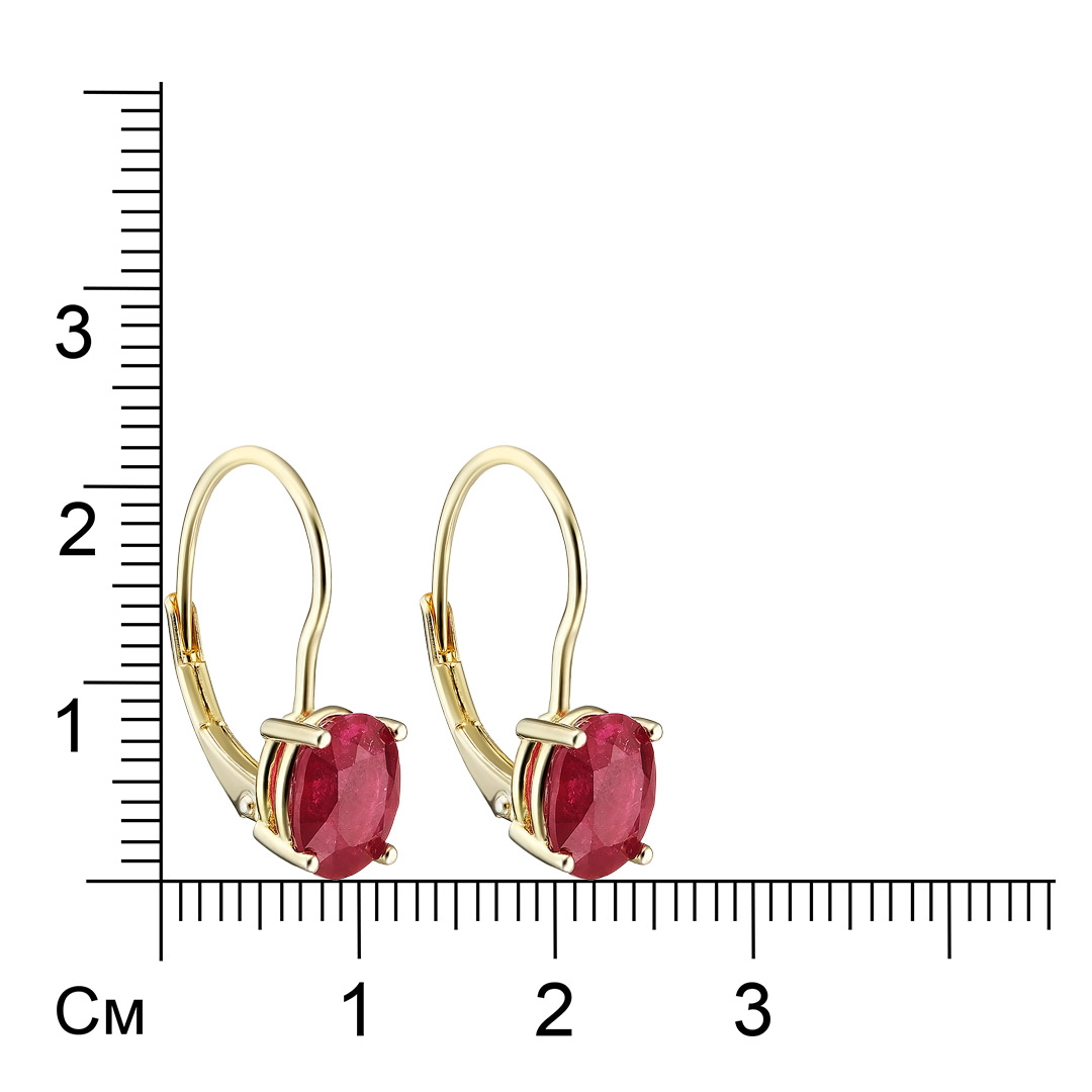 Серебряные серьги 925 пробы; вставки 2 Рубин F/2 3,284 ct;