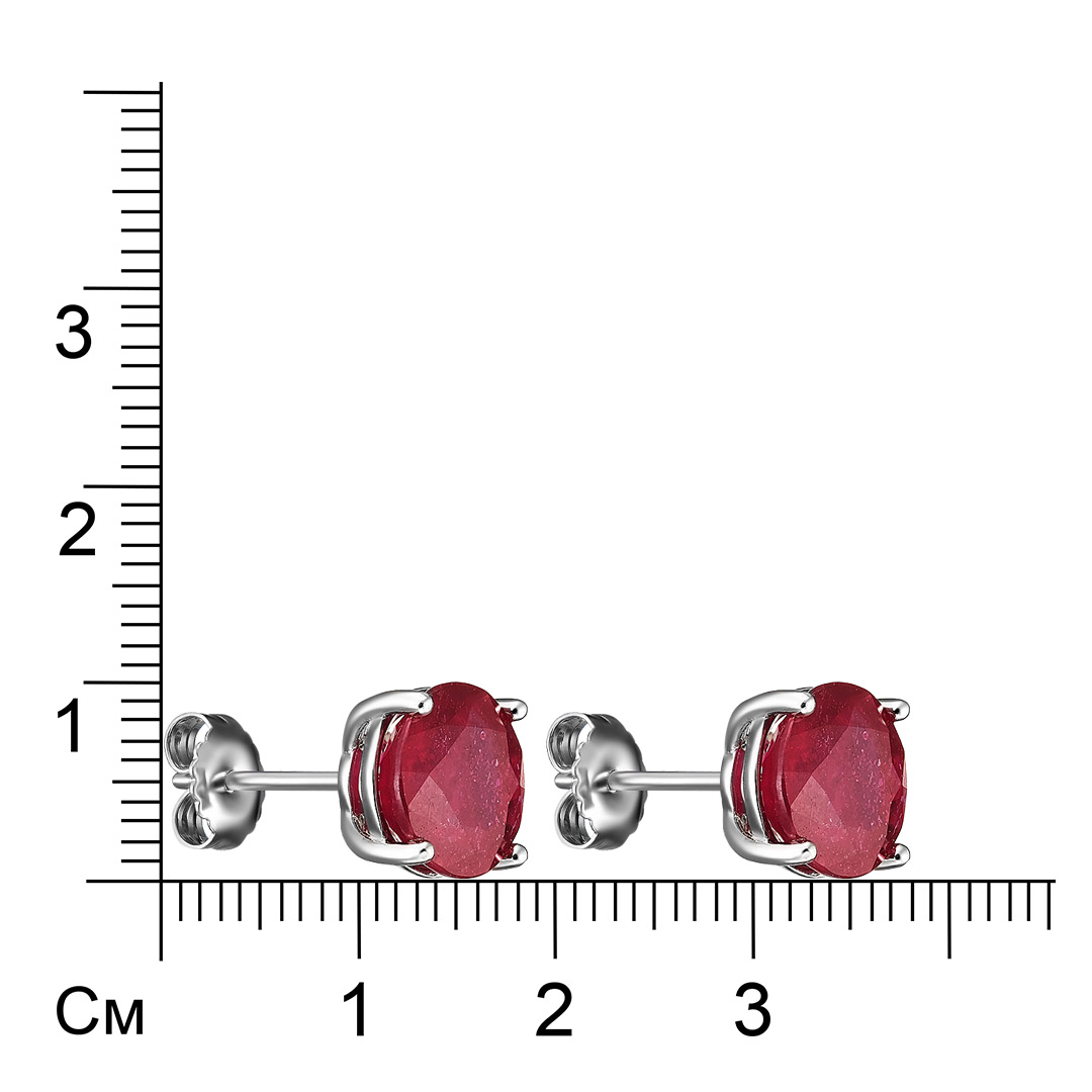 Серебряные серьги-пусеты 925 пробы; вставки 2 Рубин F/2 7,69 ct;