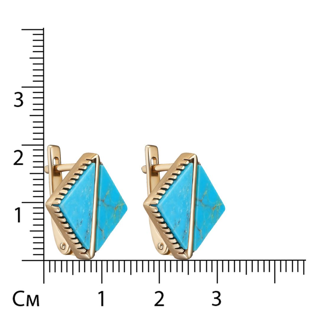 Серебряные серьги 925 пробы; вставки 4 Бирюза нат.;
