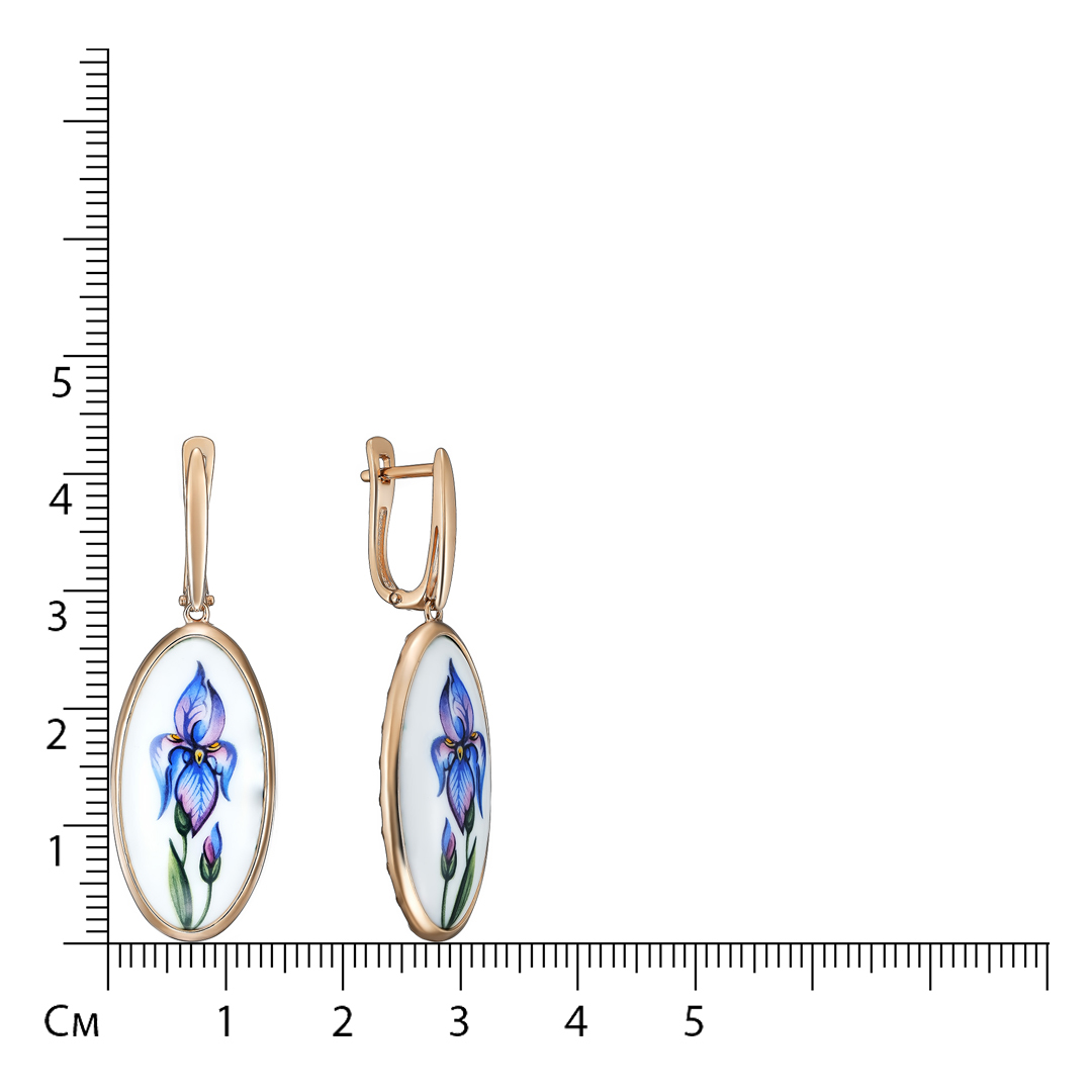 Серебряные серьги 925 пробы; вставки Финифть разноцв.;
