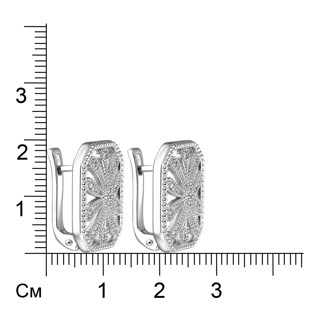 Серебряные серьги 925 пробы; вставки 54 Бр.Кр-17 3/2А 0,14 ct;