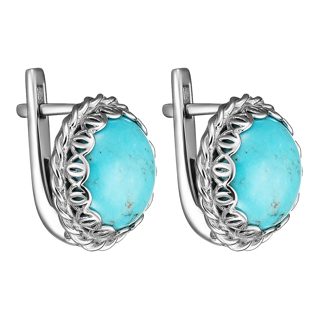Серебряные серьги 925 пробы; вставки 2 Бирюза;
