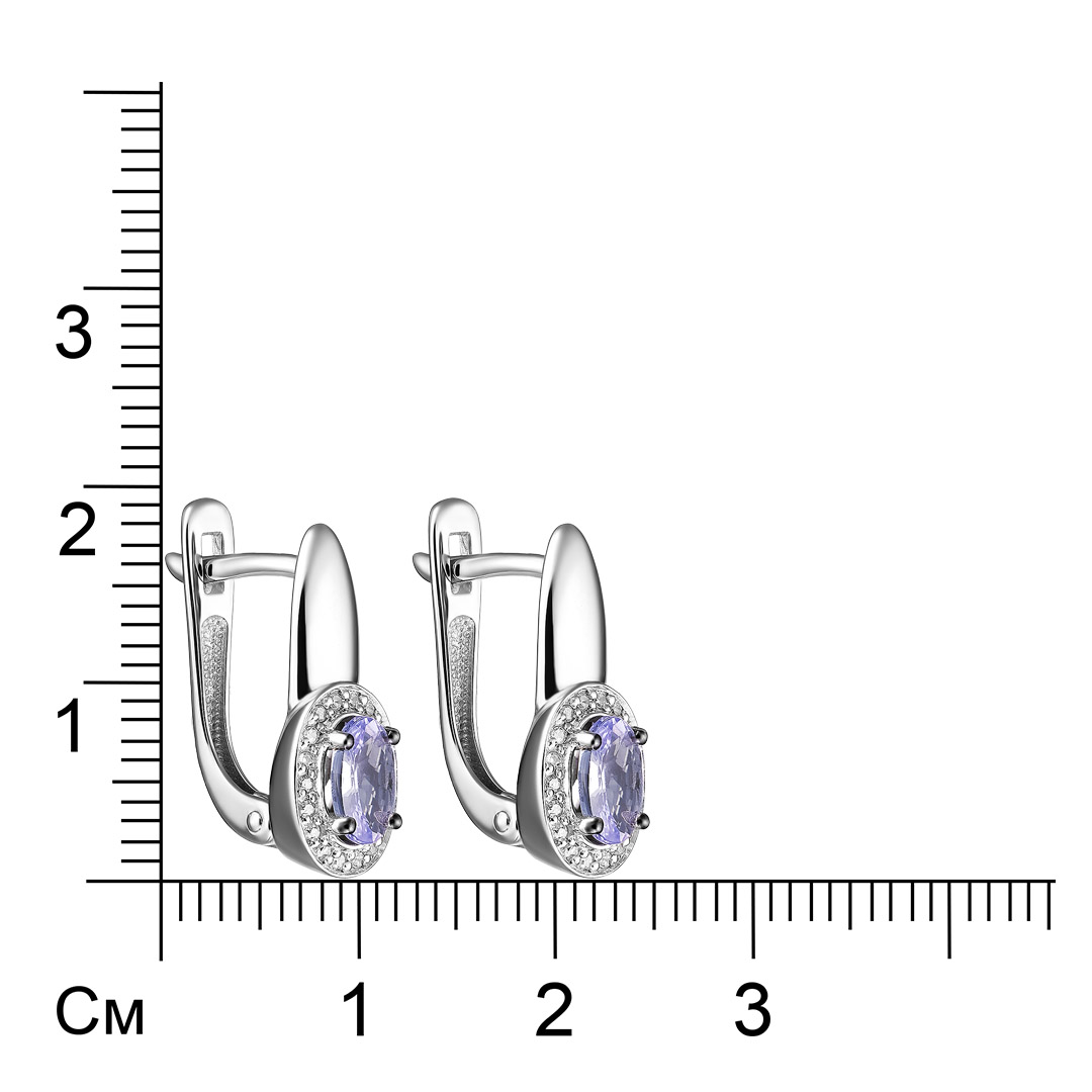 Серьги из белого золота с танзанитами