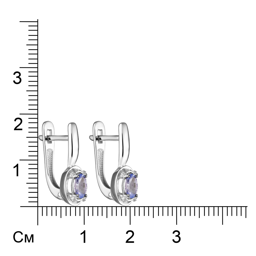 Серьги из белого золота с танзанитами
