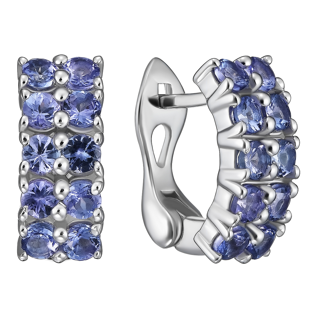 Серебряные серьги 925 пробы; вставки 20 Танзанит 2 ct;