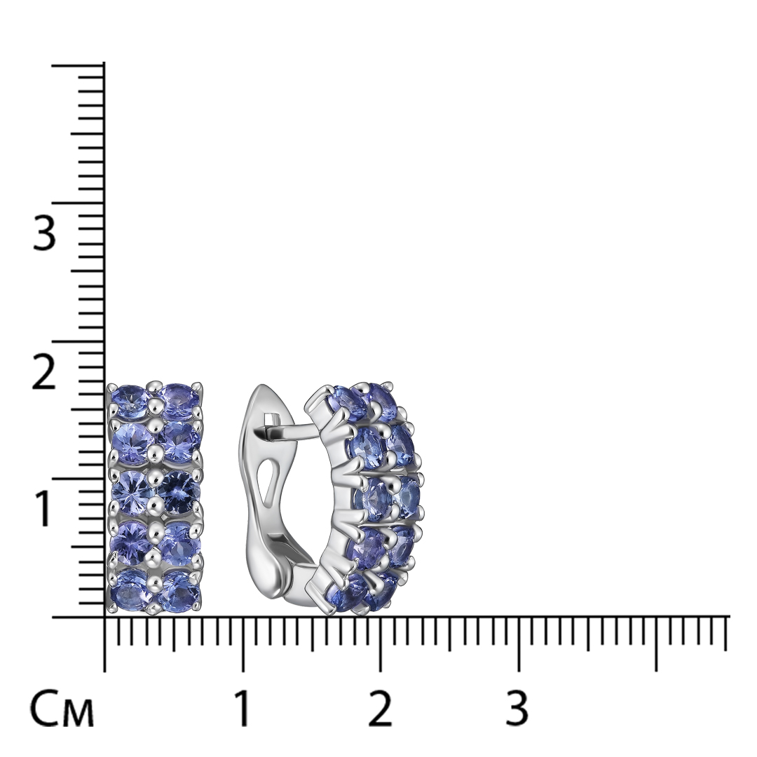 Серебряные серьги 925 пробы; вставки 20 Танзанит 2 ct;