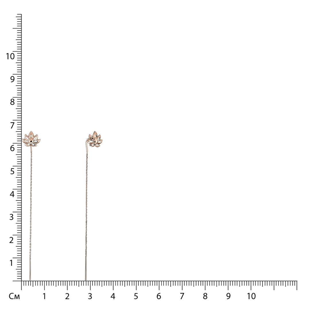 Серьги-протяжки из золота "Лотос"