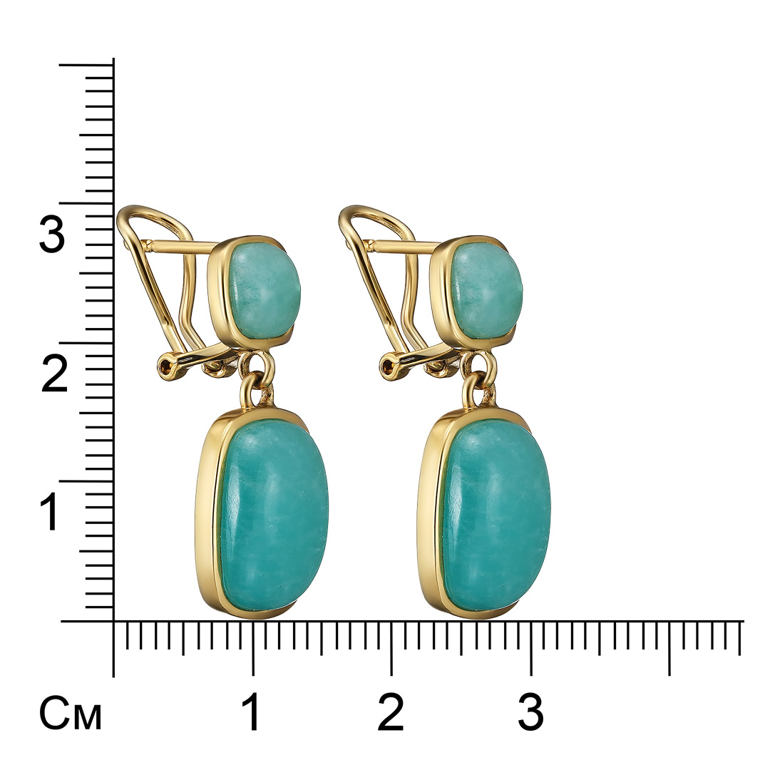 Серебряные серьги 925 пробы; вставки 4 Амазонит 18,22 ct;
