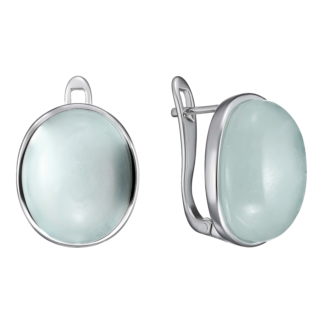 Серебряные серьги 925 пробы; вставки 2 Аквамарин 27,6 ct;