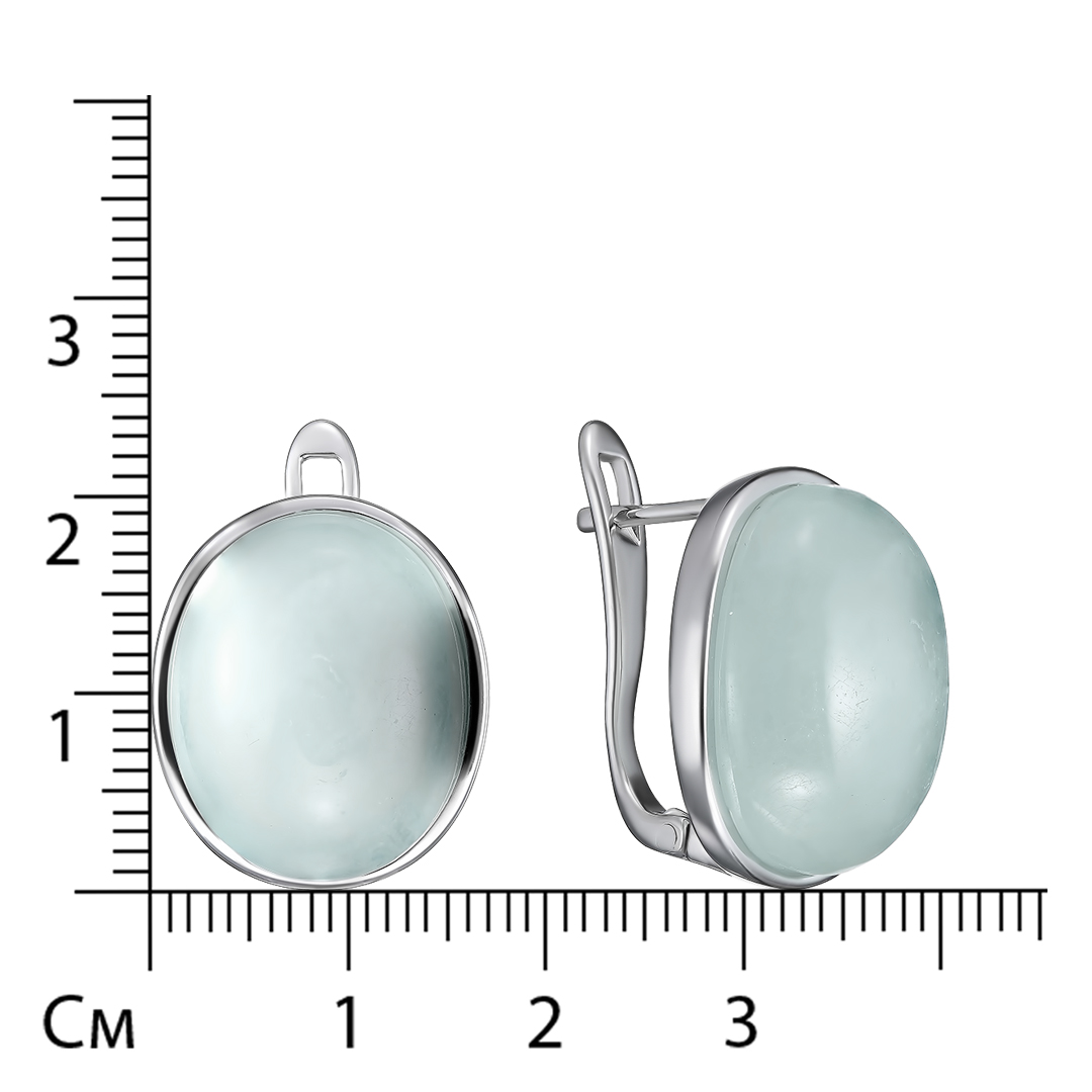 Серебряные серьги 925 пробы; вставки 2 Аквамарин 27,6 ct;