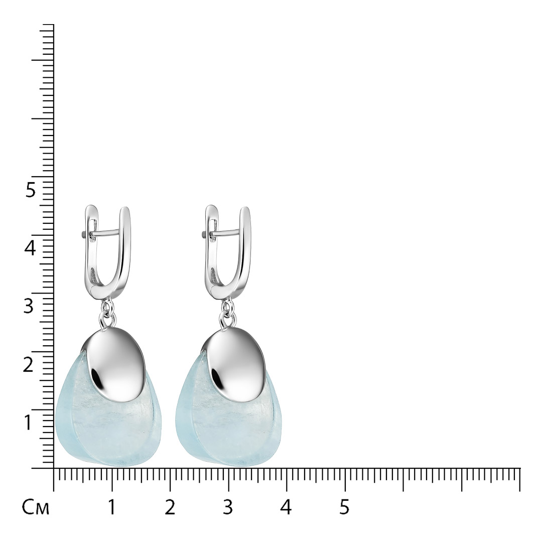 Серебряные серьги 925 пробы; вставки 2 Аквамарин 45,2 ct;