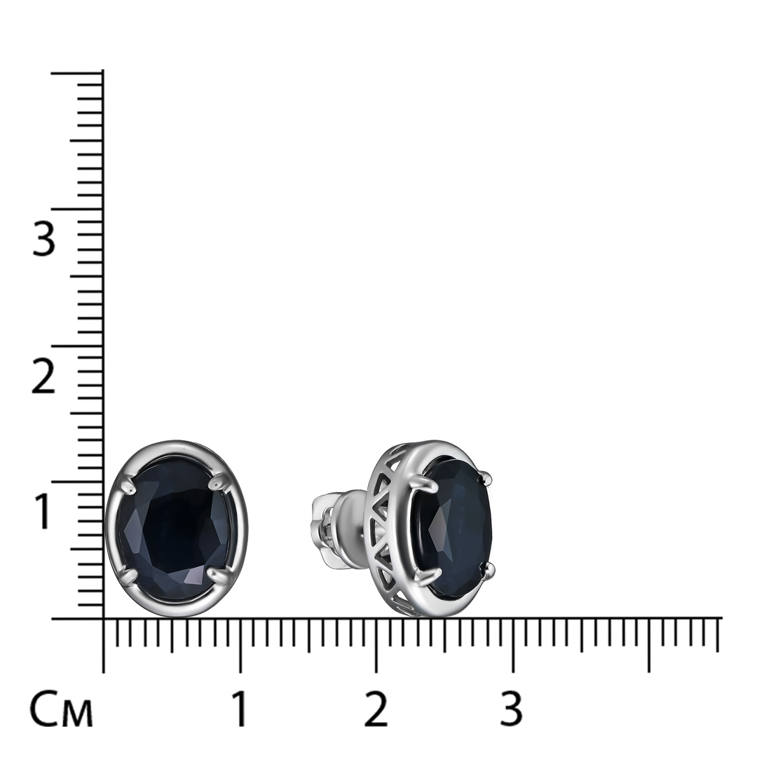 Серебряные серьги-пусеты с сапфирами