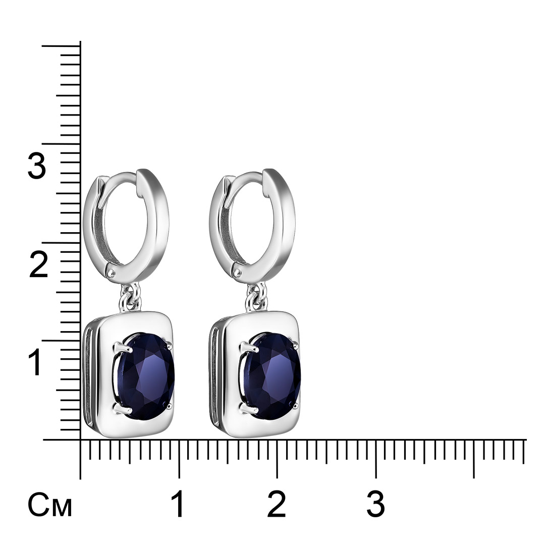 Серебряные серьги 925 пробы; вставки 2 Сапфир 4,63 U/2;