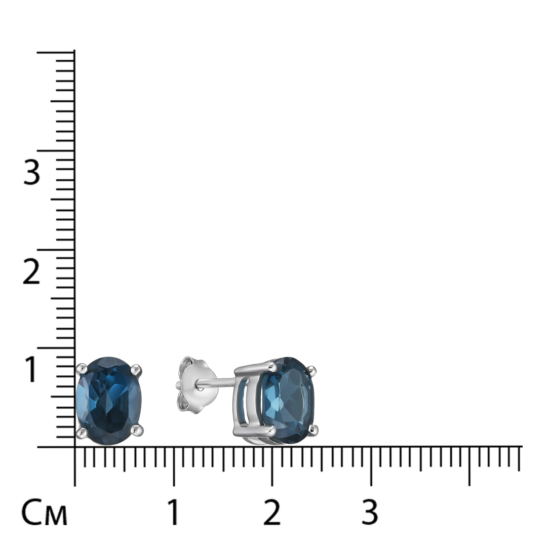 Серебряные серьги-пусеты 925 пробы; вставки 2 Топаз Лондон 2,94 ct;