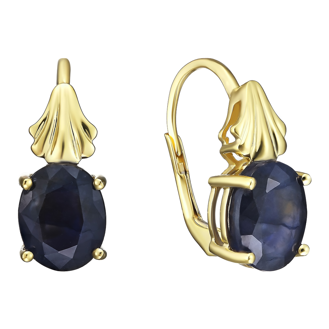 Серебряные серьги 925 пробы; вставки 2 Сапфир U/2 7,1 ct;