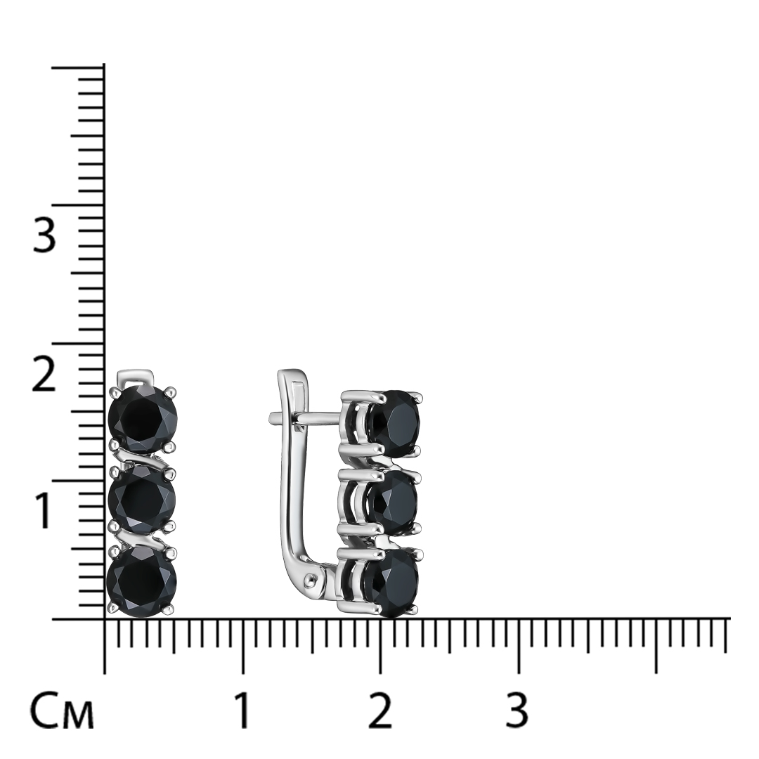 Серебряные серьги 925 пробы; вставки 6 Шпинель черн. 4,06 ct;