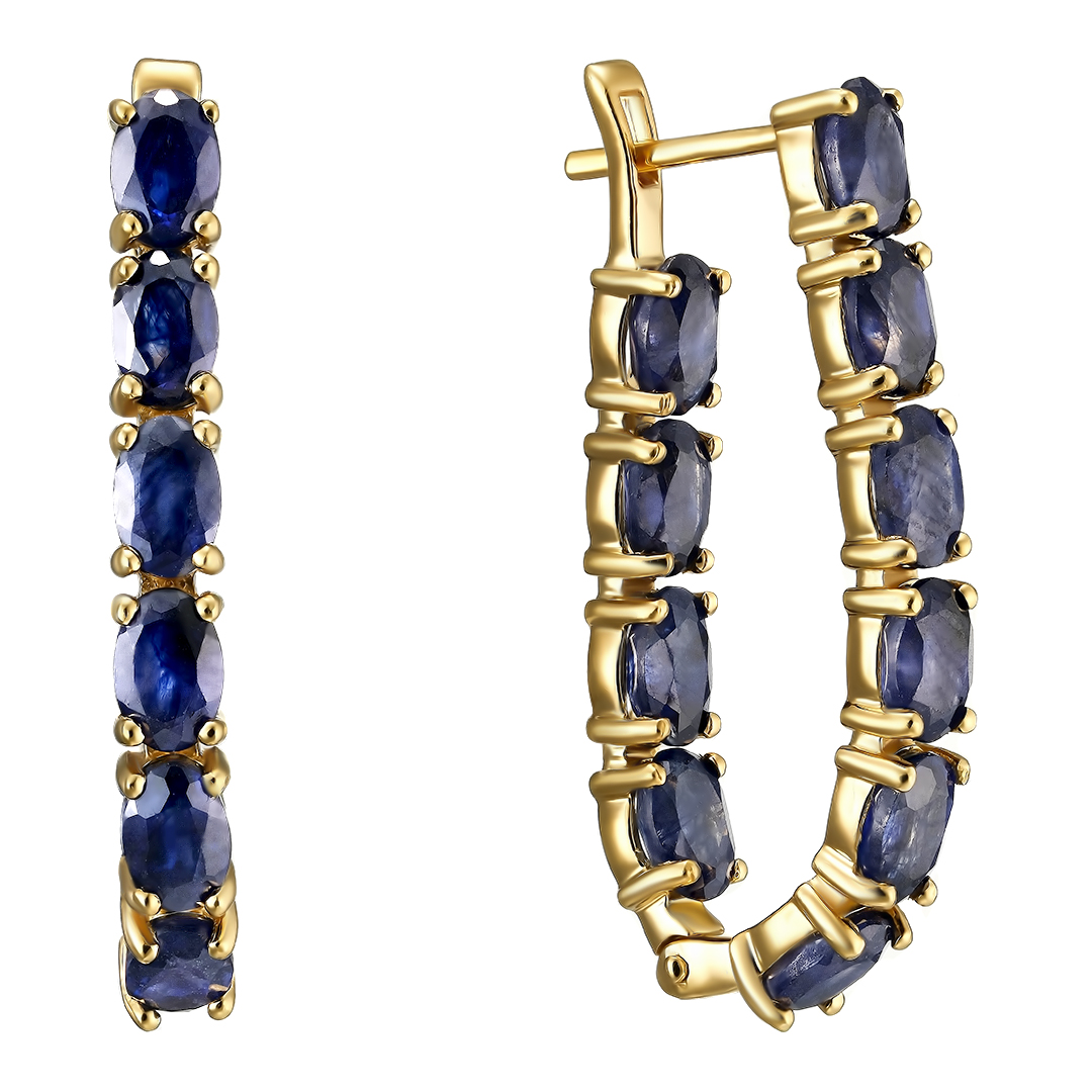 Серебряные серьги 925 пробы; вставки 20 Сапфир U/2 13 ct;