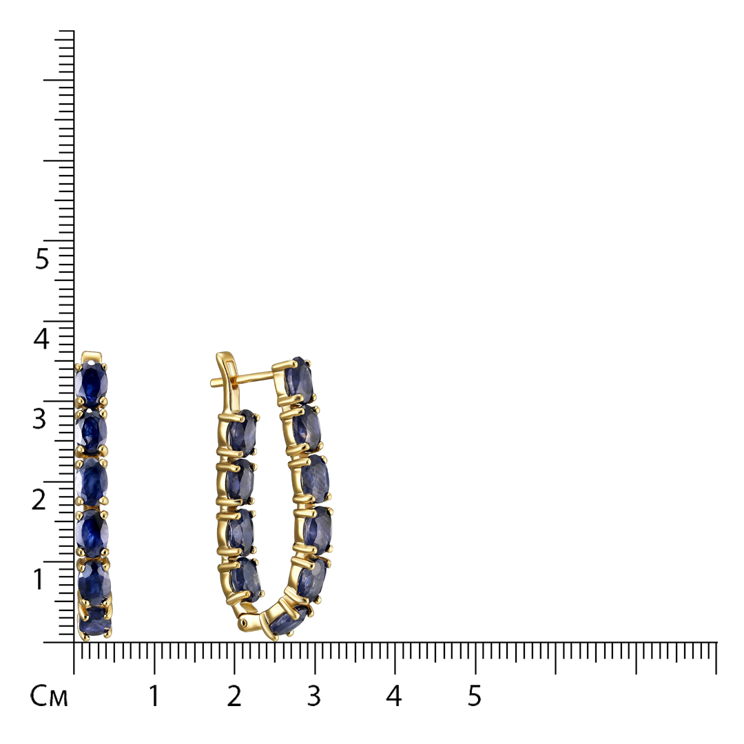 Серебряные серьги 925 пробы; вставки 20 Сапфир U/2 13 ct;