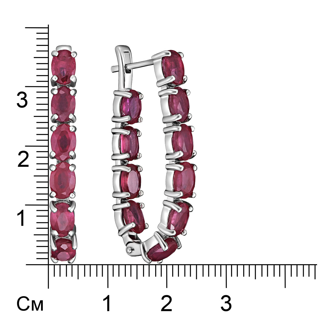 Серебряные серьги 925 пробы; вставки 20 Рубин F/2 14,02 ct;
