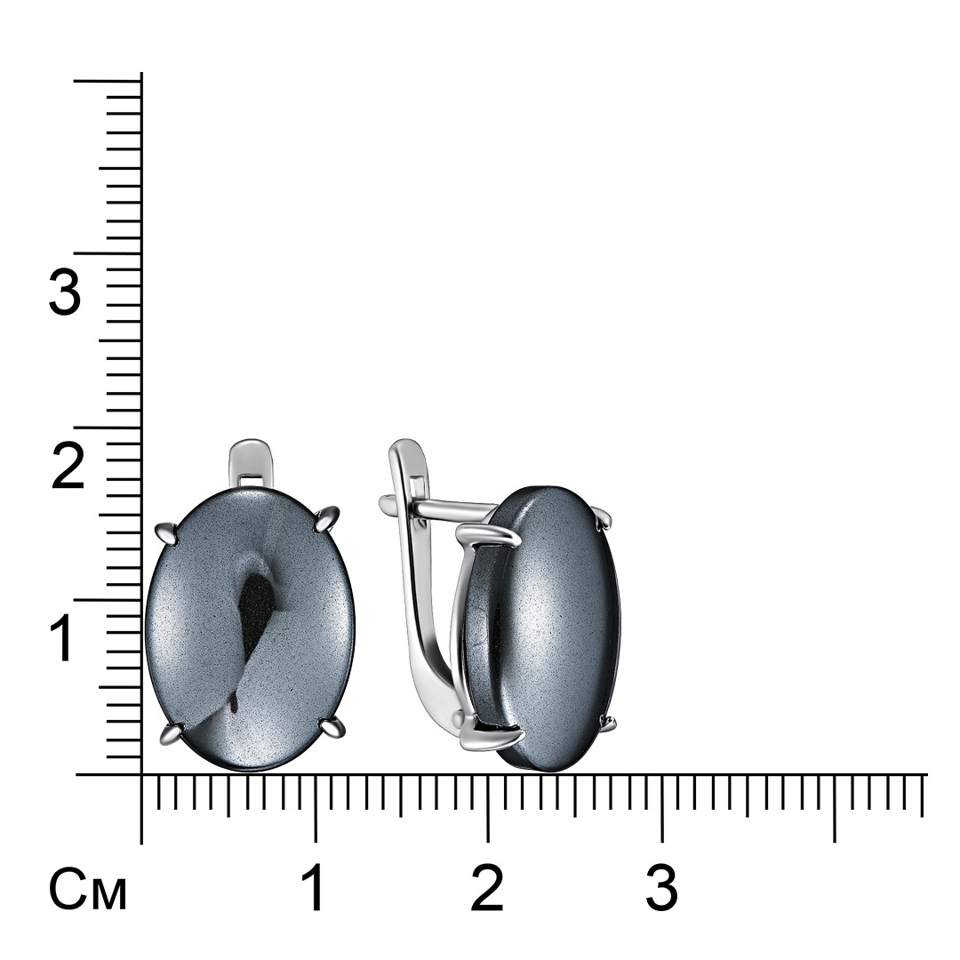 Серебряные серьги с гематитами
