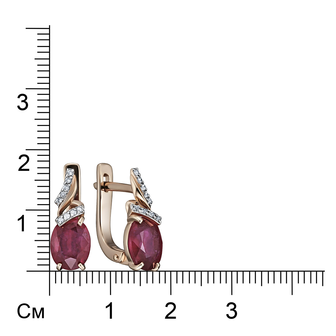 Серебряные серьги 925 пробы; вставки 2 Рубин 3,386 F/2; 18 Топаз белый;