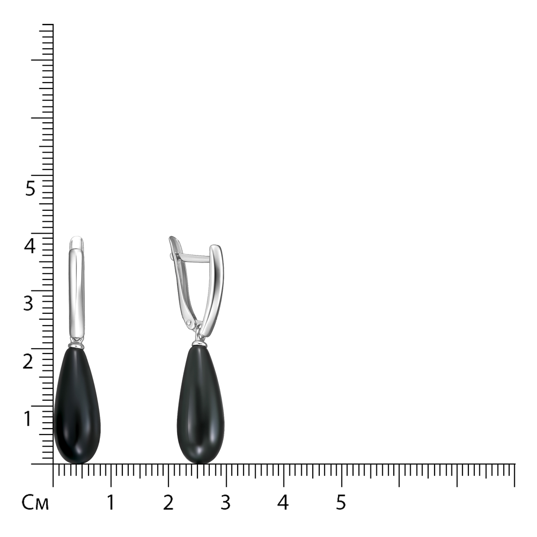 Серебряные серьги 925 пробы; вставки 2 Агат нат. черный;