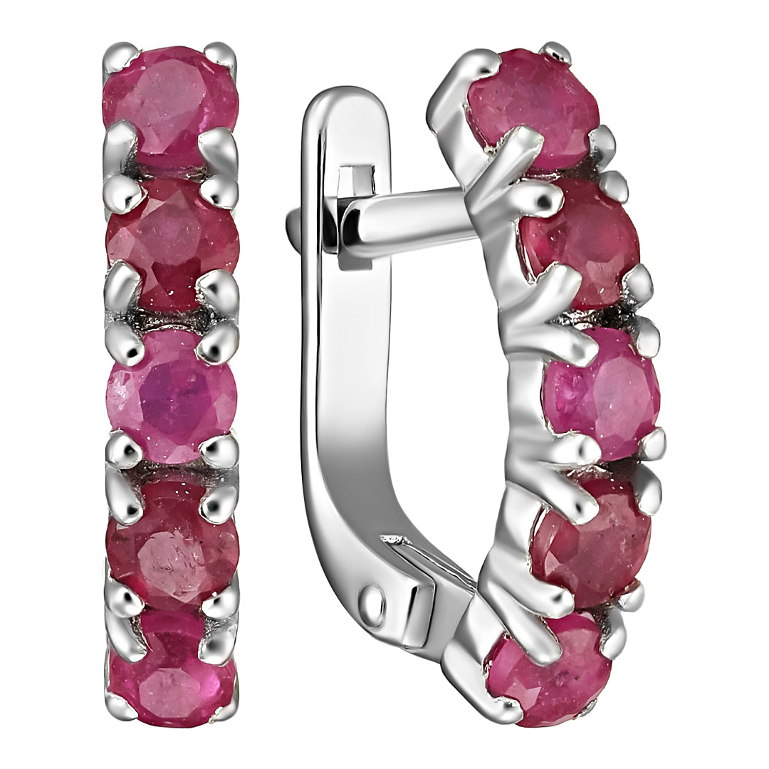 Серебряные серьги 925 пробы; вставки 10 Рубин F/2 1,738;