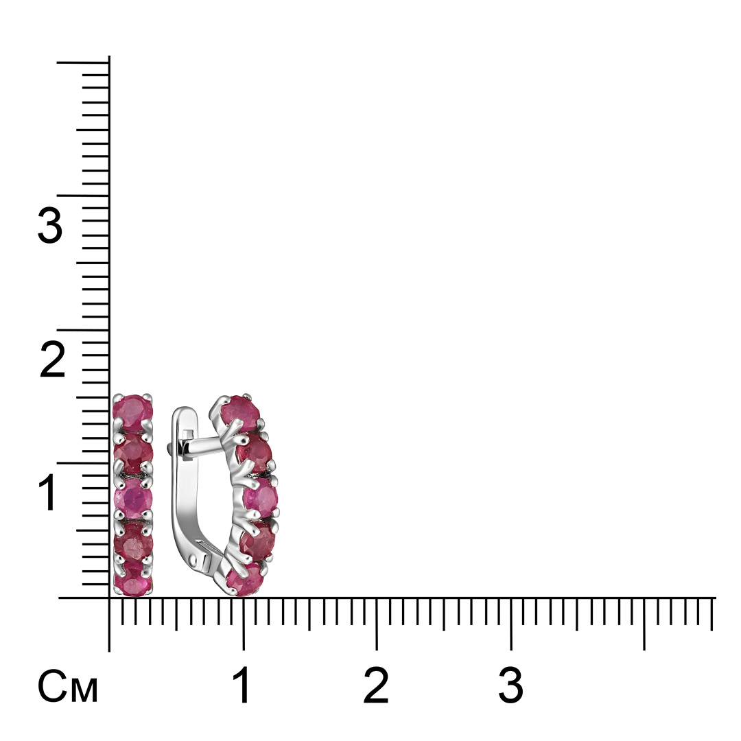 Серебряные серьги 925 пробы; вставки 10 Рубин F/2 1,738;