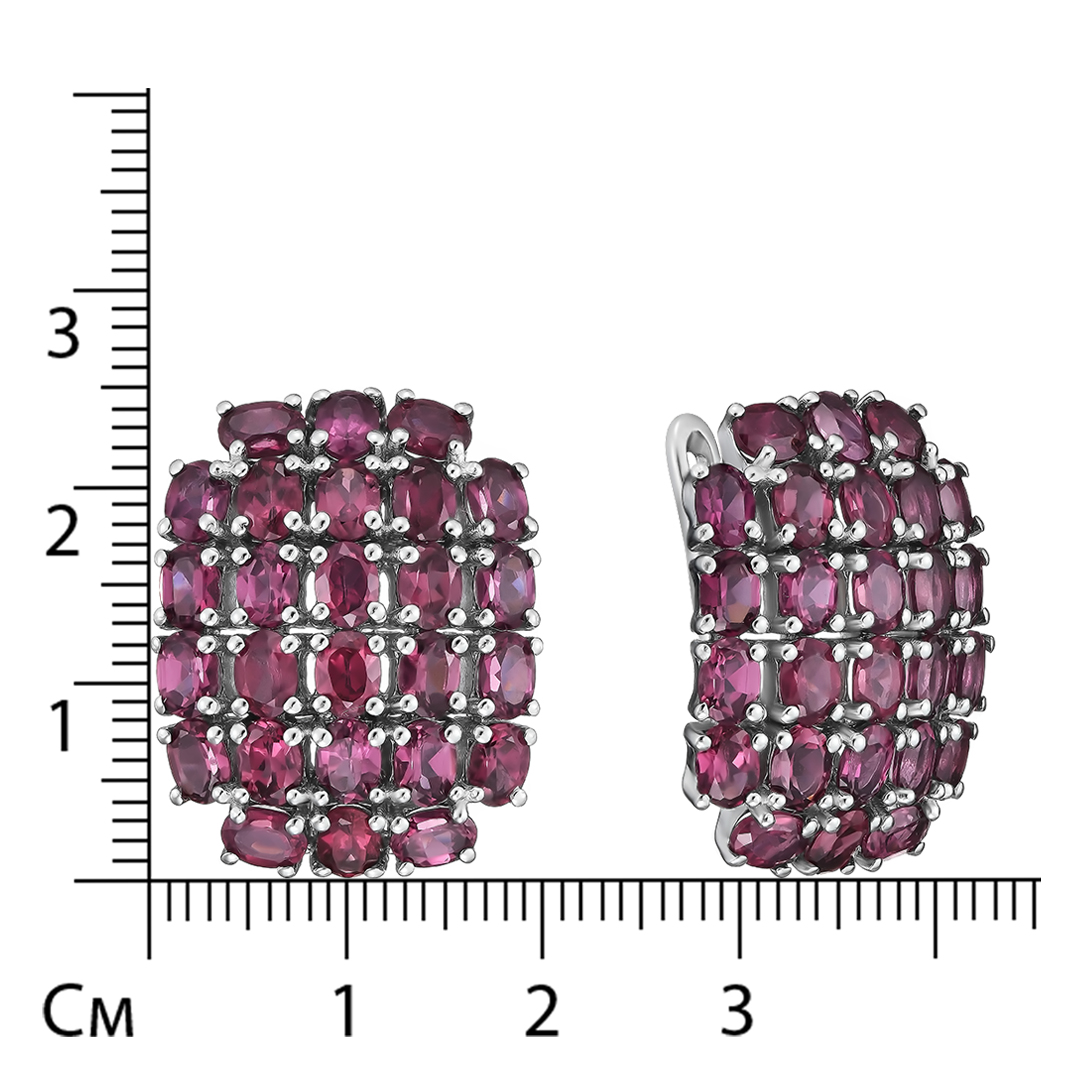 Серебряные серьги 925 пробы; вставки 52 Родолит 11,44 ct;