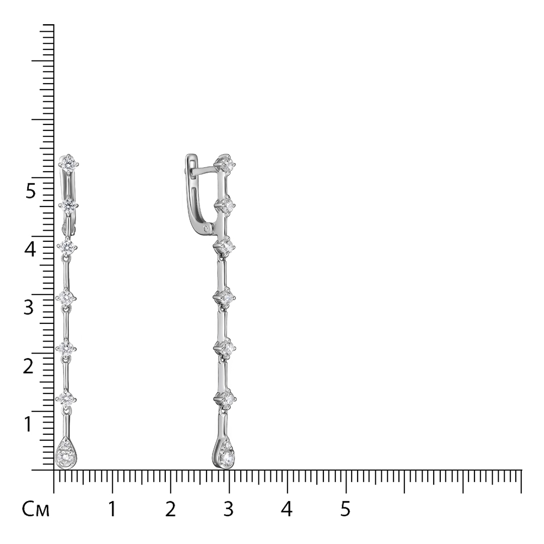 Серебряные серьги 925 пробы; вставки 16 Фианит бесцв.;