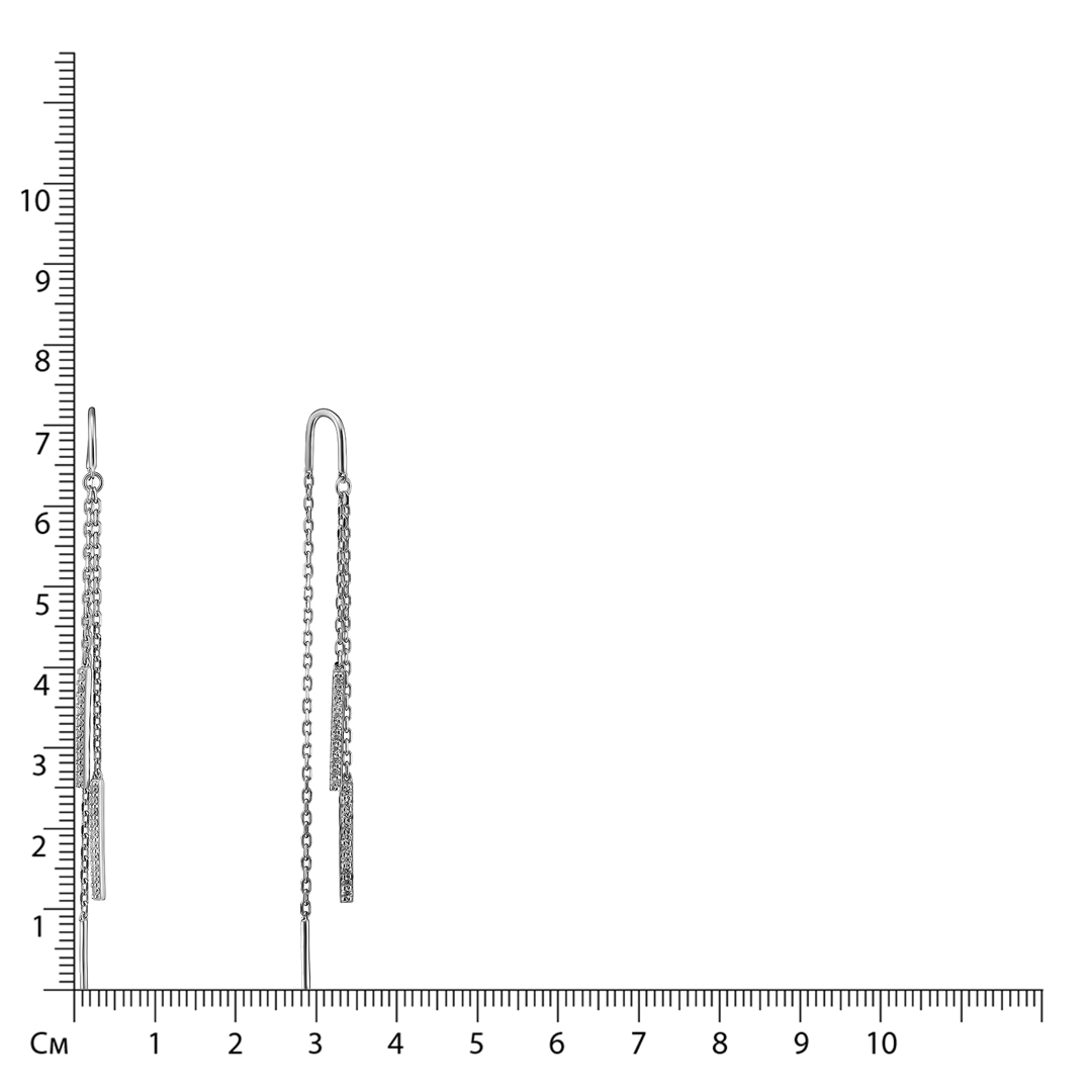 Серебряные серьги-протяжки с фианитами