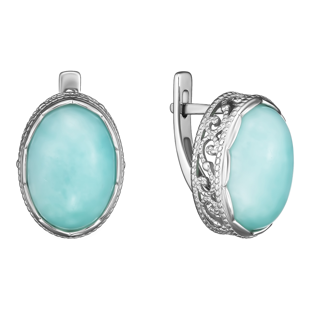 Серебряные серьги 925 пробы; вставки 2 Амазонит;