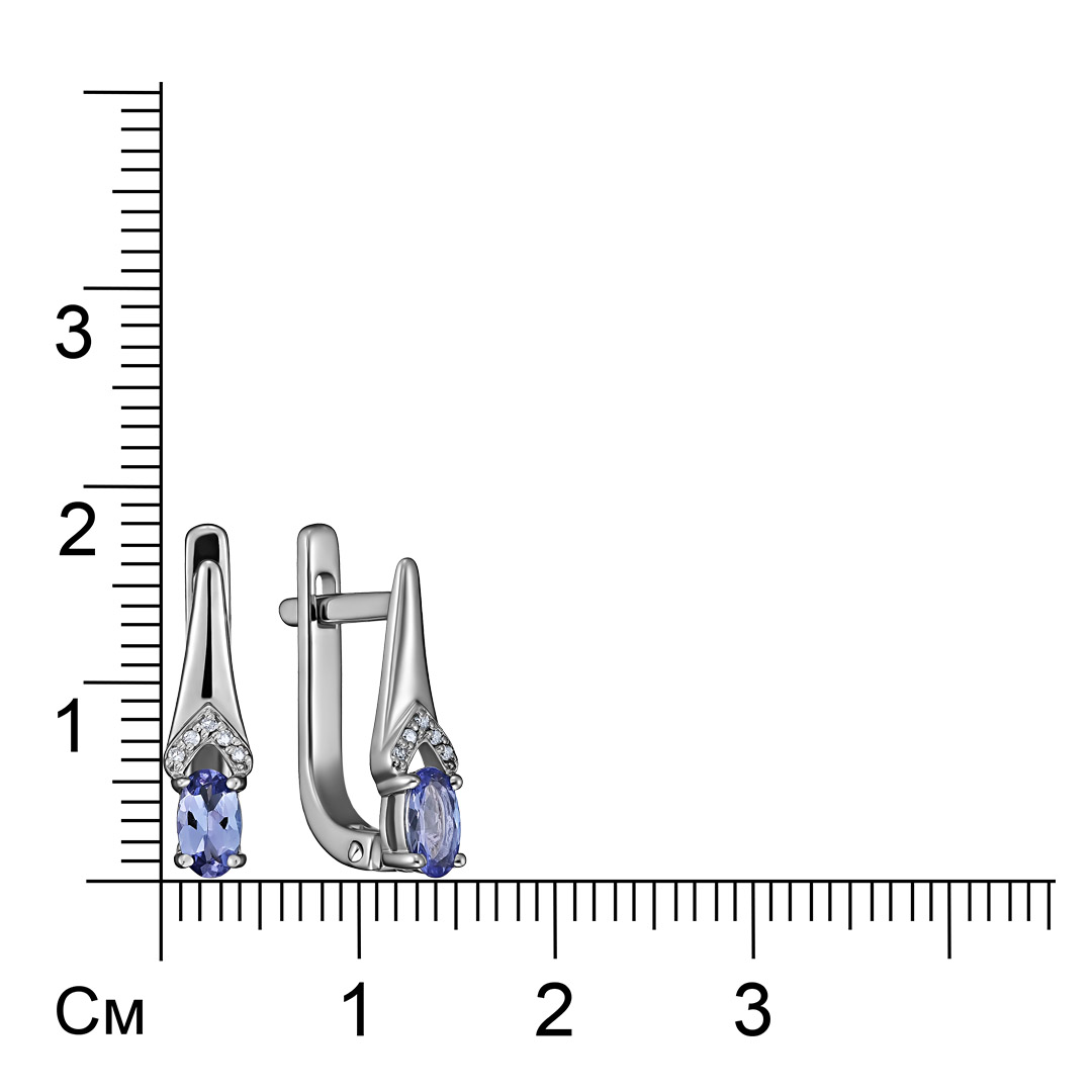 Серьги из белого золота с танзанитами