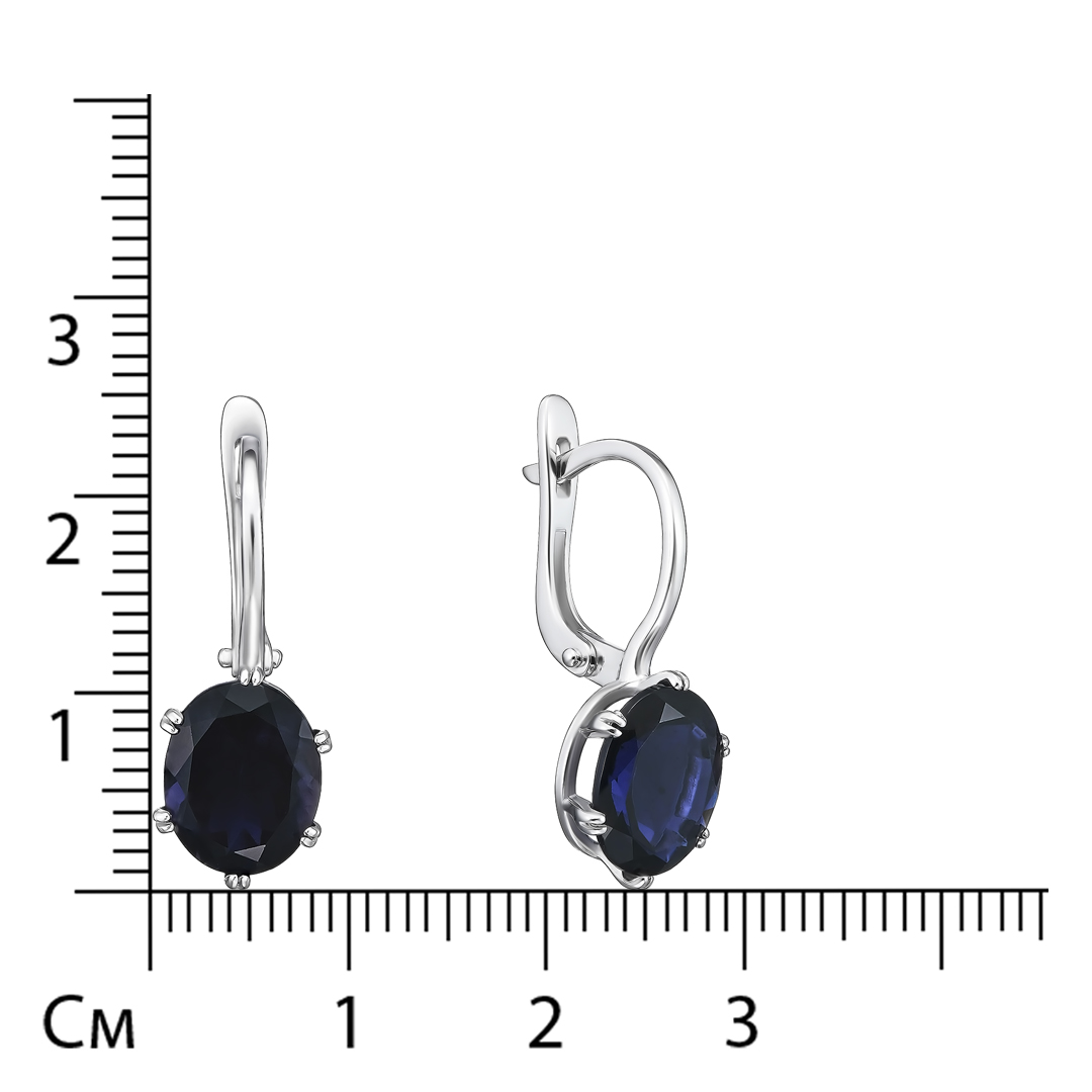 Серебряные серьги 925 пробы; вставки 2 Иолит;